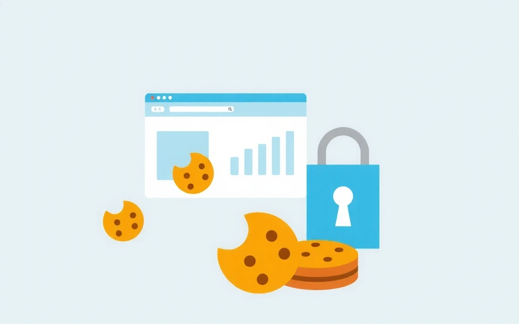 Illustration von Cookies als kleine Dateisymbole, die von einem Browser heruntergeladen werden, symbolisiert Datenschutz und Datensicherheit.